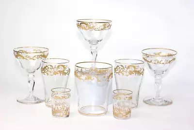 Buy Antique French Saint Louis Crystal St. Mikado Micado Set Of 8 Various Glasses • 255.40£