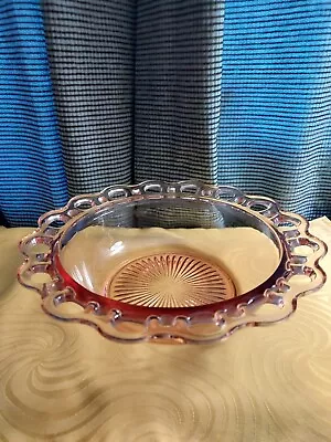Buy Vintage Anchor Hocking Old Colony Pink Depression Glass Open Lace Pattern Bowl • 12.33£