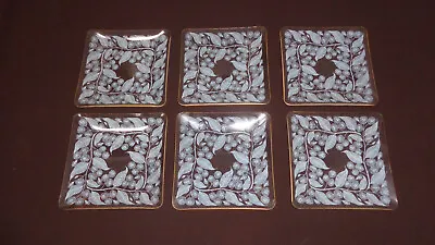 Buy 6 Vintage Chance Glass Calypto Pattern Square Plates  Reduced SALE • 14.50£