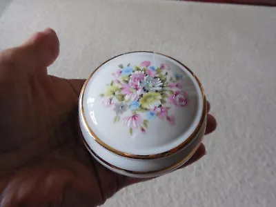 Buy Genuine Bavarian, Small Round Porcelain, Trinket Box W Lid, Gold Gilded & Floral • 7£