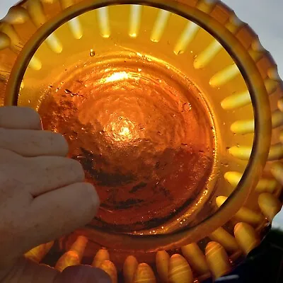 Buy Vintage Amber Glass Large Bowl Chisel Cut Fruit 1.6kg Heavy.Decorative. • 26.25£