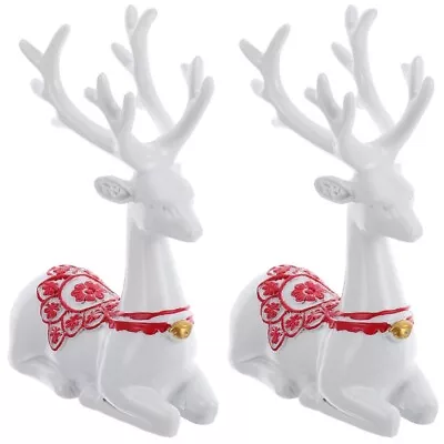Buy  2 Pcs Ornaments Deer Couple Decor Tabletop Sculpture Animal Toys Statue • 19.98£