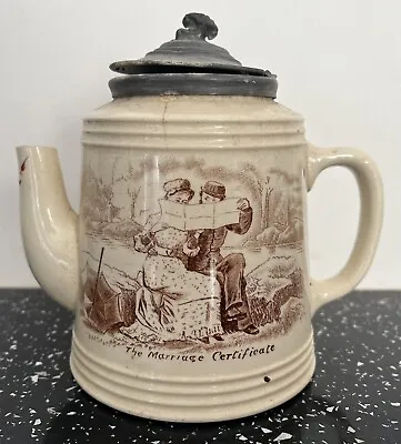 Buy Antique Hall & Read Of Hanley Graphic Pottery Teapot Marriage Certificate • 29.99£