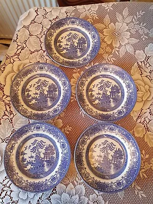 Buy English Ironstone Tableware Willow Pattern X5 Small Dinner Plate • 25£