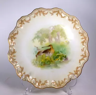 Buy DOULTON BURSLEM HAND PAINTED CABINET PLATE PAINTED WITH BIRDS C.1886 • 30£