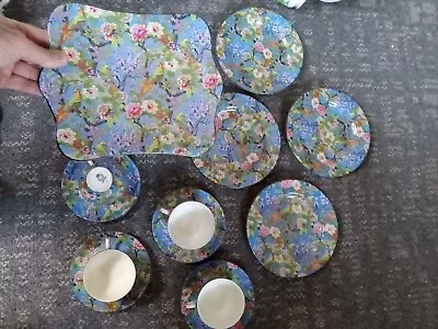 Buy 13 Pcs. CROWN DUCAL WARE BIRDS & FLOWERS CHINTZ 8  PLATES  10.tray Cups Saucers  • 472.15£