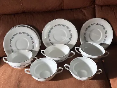 Buy Set Of 5 X Vintage Myott China-Lyke Dior Soup Bowls And Saucers,1960s Pottery • 34.99£