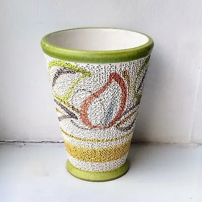 Buy Vintage Langley Pottery Vase Textured Glaze Leaf Pattern 50s Denby Mid Century  • 14.95£