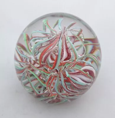 Buy Vintage Langham Paperweight Art Glass Swirl Ribbons Blue Green Red • 12.25£