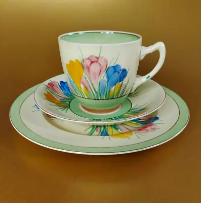 Buy Clarice Cliff Spring Crocus Trio - Tea Cup, Saucer And Plate • 99£