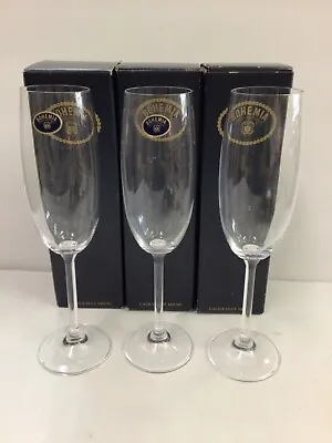 Buy 3 Bohemia Crystal Champagne Glass Flutes 6 Oz Czech Republic 9  Wine Elegant Vtg • 38.29£