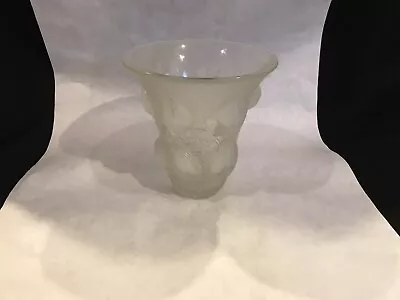Buy LALIQUE France C1930 St Francois BIRDS Clear Frosted Art Glass Trumpet Vase 7  H • 1,748.24£