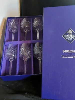 Buy Edinburgh  International Crystal Set Of Six Footed Wine Glasses Boxed  • 49.95£
