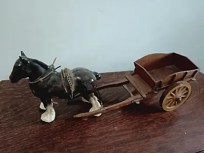 Buy Melba Ware Ceramic Shire Horse And Wooden Cart  • 25£