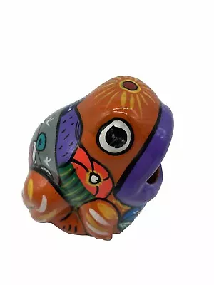Buy Mexican Folk Art Frog TALAVERA Hand Painted Red Open Mouth Frog W Lady And Tree • 9.63£
