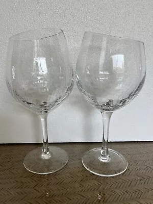 Buy 2 Pier 1 Slanted Crackle Balloon Wine Glasses • 33.01£