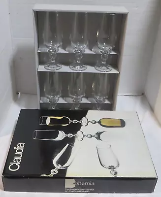 Buy Vintage Bohemian Claudia Crystal Champagne Flutes Czechoslovakia NEW In Box 6 • 28.41£