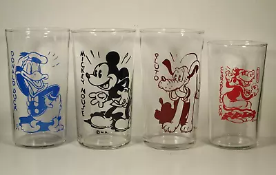 Buy (4) 1930s Disney Glasses, Mickey Mouse, Donald Duck, Pluto, Clarabelle Cow • 61.42£