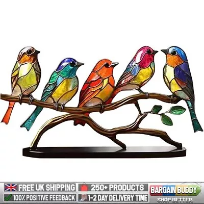 Buy Colorful Crystal Bird Ornament, Decorative Birds On Branch Figurine, Home Decor • 14.25£