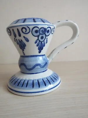 Buy Vintage Delftware Handwork Blue/White Small Candlestick Holder - Elesva Holland • 12.95£