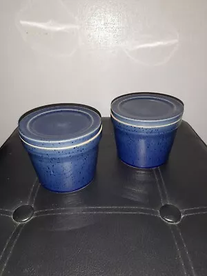 Buy A Pair Of Vintage Denby Blue-Speckled Stacking Storage Jars • 25£