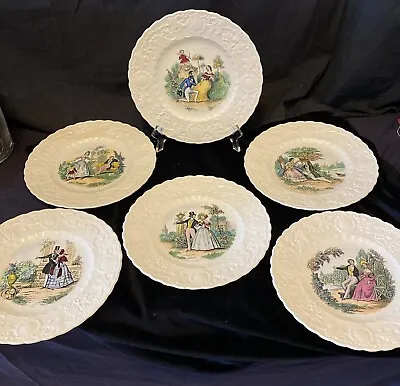 Buy Set Of 6 ADAMS CHINA England Will You Be Mine? 9 1/4” Luncheon Plates Courting • 26.52£