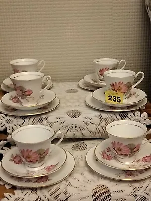 Buy Vintage Fine Bone China Tea Set Made In England Water Lily Design 18 Piece • 19.99£