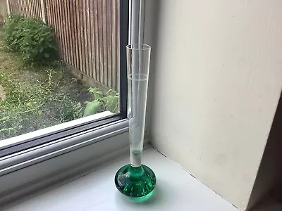 Buy Vintage MCM 60's/70's Green  Glass Controlled Bubbles Clear Stemmed Bud Vase 8  • 0.99£