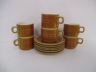 Buy Hornsea Pottery Saffron Design Coffee/tea Set 7 Cups, 6 Saucers Retro 1970s #W1 • 20.99£
