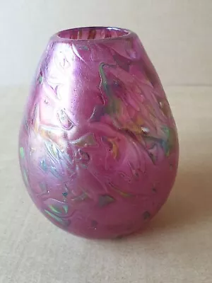 Buy Mtarfa Iridescent Pink Vase With Gold Blue Iridescent. Signed To Base • 49£