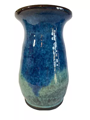 Buy Handmade Ceramic Stoneware Inscribed Blue Glazed Vase 8 1/2” • 48.66£