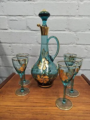 Buy Vintage Mid Century Handpainted Glass Drink Set • 47.27£