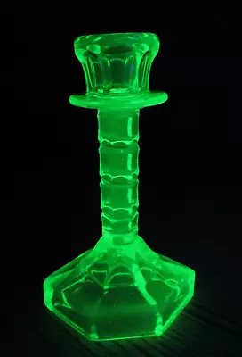 Buy Vintage Art Deco Green Vaseline Uranium Glass Candle Stick Candleholder Original • 26.99£