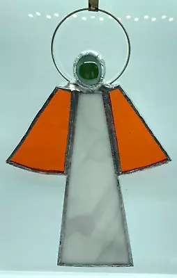 Buy F194 Stained Glass Suncatcher Hanging Angel Christmas 15cm White Streaky Orange • 8.50£