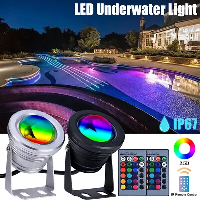 Buy 10W 12V RGB LED Underwater Spot Light IP67 Dimmable Remote Garden Pond Pool Lamp • 44.51£
