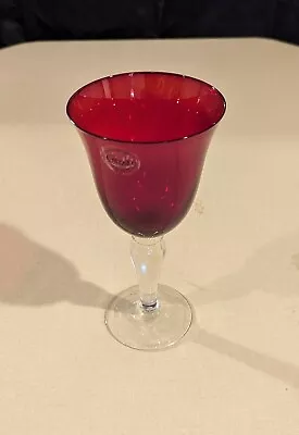 Buy Ruby Red Bubble Glass Hand Blown Wine Glass / Goblet Large 7 3/4  Tall Gibson  • 11.53£