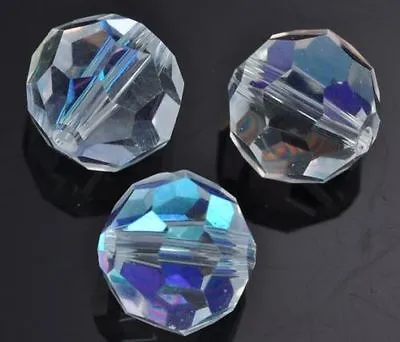 Buy Round Clear AB Faceted Czech Crystal Glass Beads For Jewellery Making Craft • 5.24£
