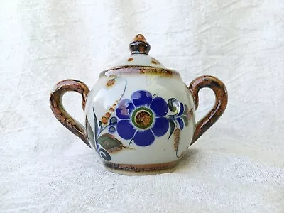Buy Hand Painted Mexican Pottery Ceramic Covered Double Handled Sugar Bowl Jar • 22.09£