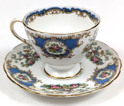 Buy Vintage Foley China  Broadway  Blue Teacup And Saucer- Bird And Floral Print • 17.28£