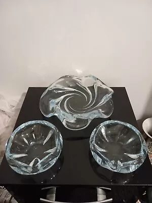 Buy Orrefors Stella Polaris Glass Bowls In Blue Vicke Lindstrand X3  • 95£