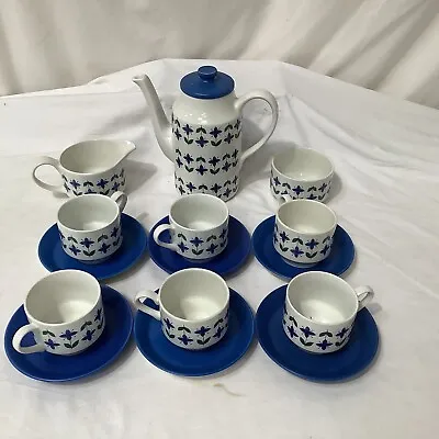Buy Midwinter Roselle Coffee Set Blue And White Design Retro 1968 • 30£