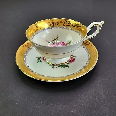 Buy Vintage EB Foley England Scalloped Gold Leaf Tea Cup & Saucer Bone China Set • 28.82£