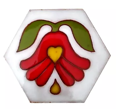 Buy Vintage Texeramics Tile Trivet Wall Decor Heart Flower Hexagon 1970s MCM • 14.21£