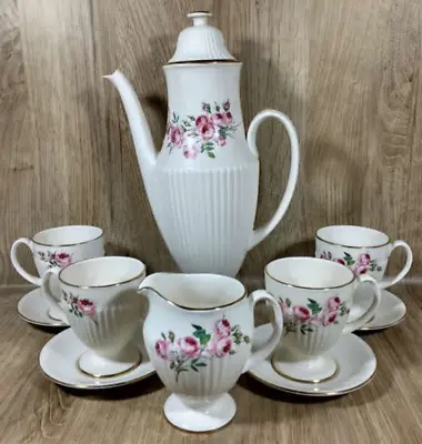 Buy 4 Person Tea/Coffee Set - Vintage Carlton Ware - Pink Roses - Teapot & Creamer • 29.99£