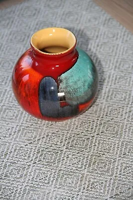 Buy Poole Pottery Small Vase 10cm Approx. Volcano Of Oranges, Reds, Blues & Teal • 7.50£