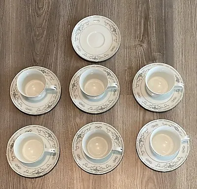 Buy Set Of 6 Fine Porcelain China Diane Footed Tea Cup & Saucer + Extra Saucer • 36.97£