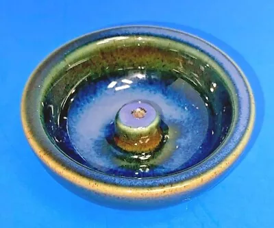 Buy 70's Vintage Handmade Unsigned Pottery Incense Burning Dish Blue Ceramic Small • 13.38£
