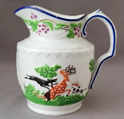 Buy New Hall Hunting Scenes Moulded 4 3/8  Jug C1822-30 Pat Preller Collection • 20£