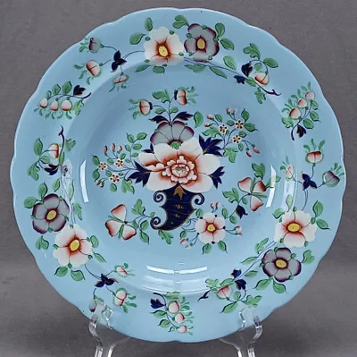 Buy Ridgway 44 Multicolor Floral & Gold Blue Stoneware Albion Shape Deep Plate • 154.17£