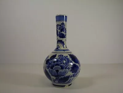 Buy Royal Delft De Porceleyne Bud Vase Hand Painted Blue Floral 1967 Sm Chip • 28.93£